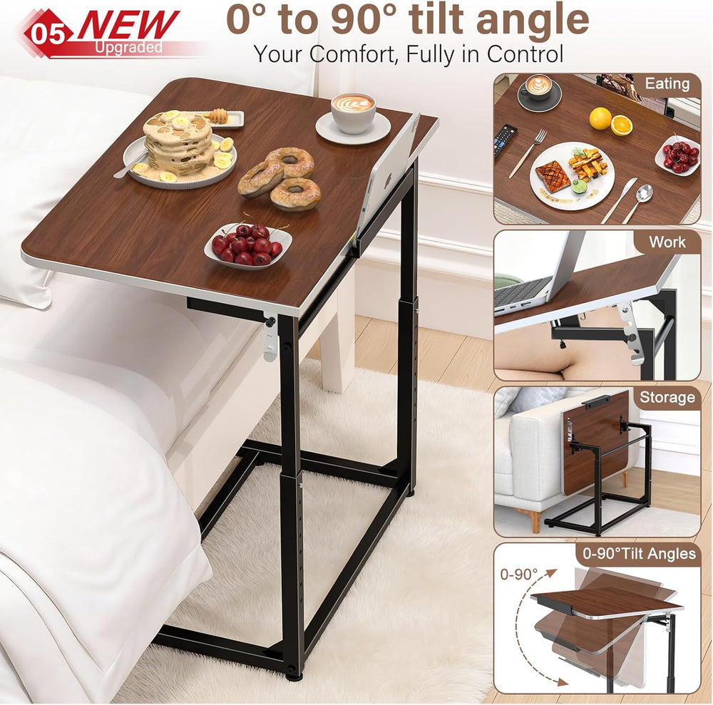 Extra Large Heavy Duty TV Tray Table, 23.6" Folding C-Shaped Laptop Desk...