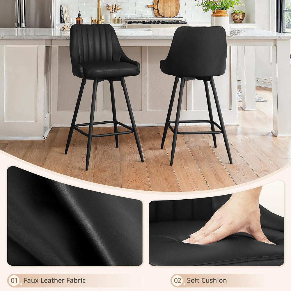 LUE BONA Counter Height Bar Stools Set of 3, 26'' Swivel Modern Barst...
