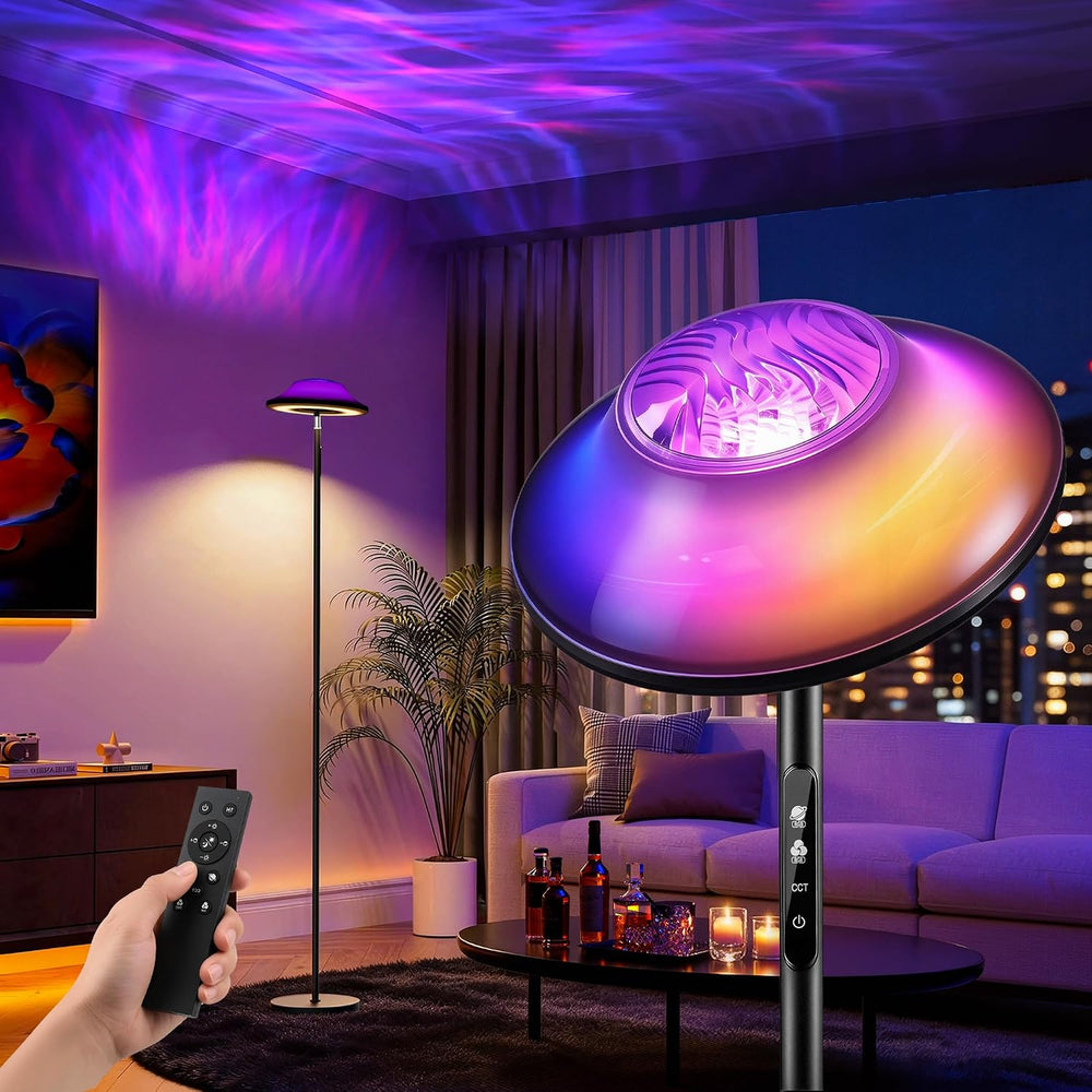 SIBRILLE LED Uplighter Floor Lamp | RGB & Water Ripple Dynamic, Warm Cool...