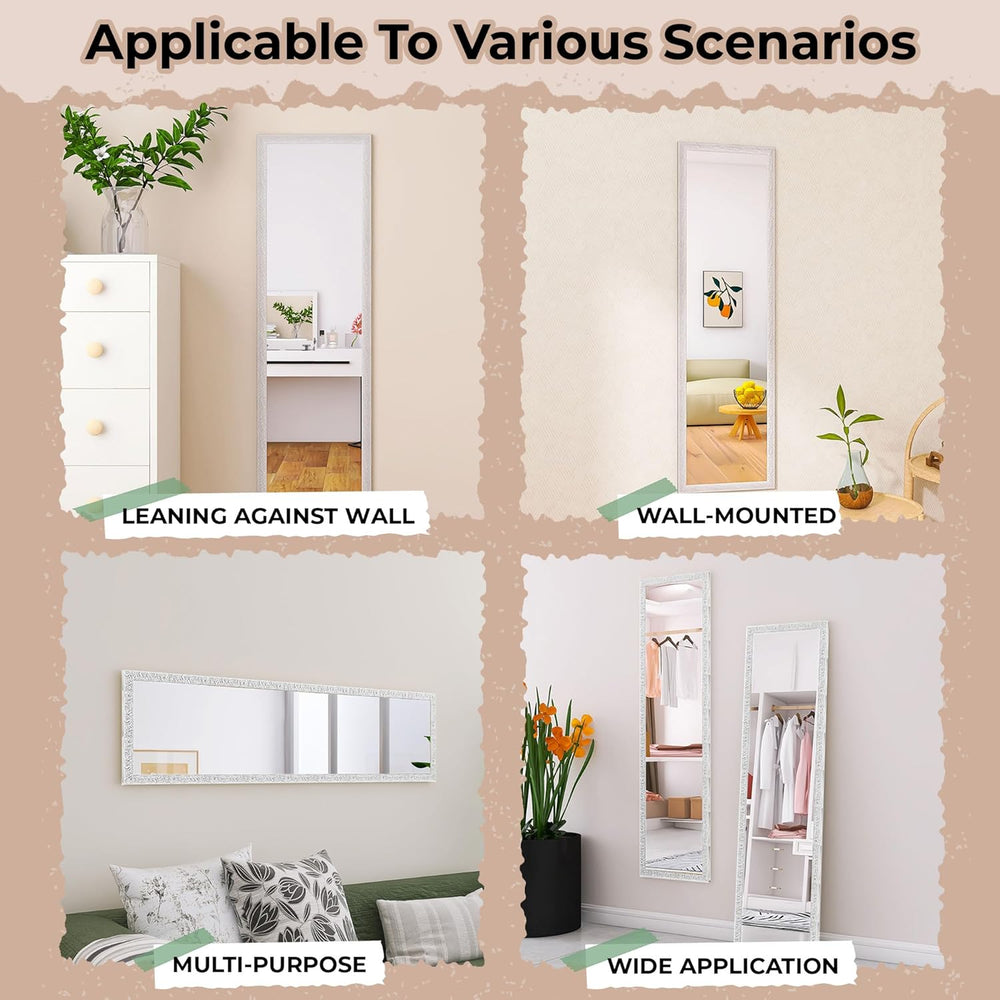 LFT HUIMEI2Y Door Mirror Full Length, Wall-Mounted Mirror White 50" x14&...
