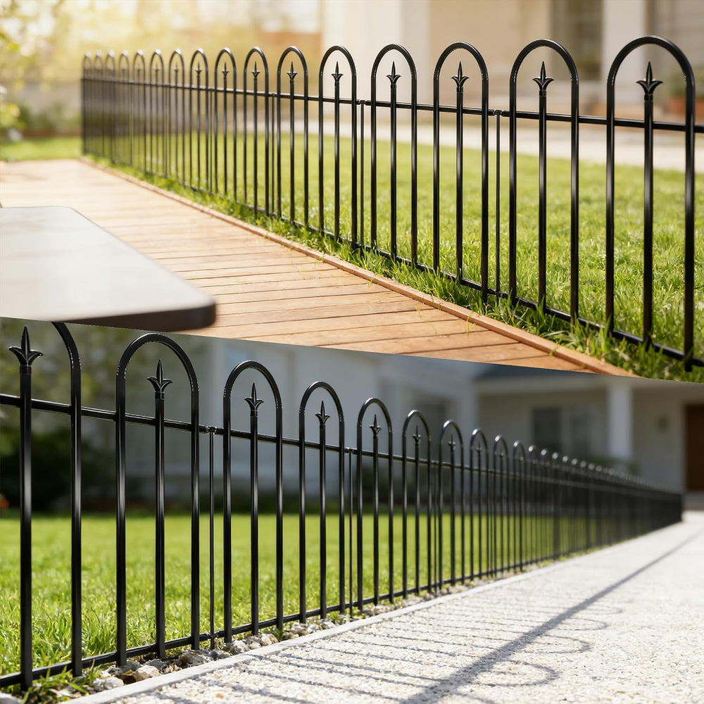 ARIFARO 24" H x 24" W No Digging Garden Fence, 5 Panels 10ft Black ...