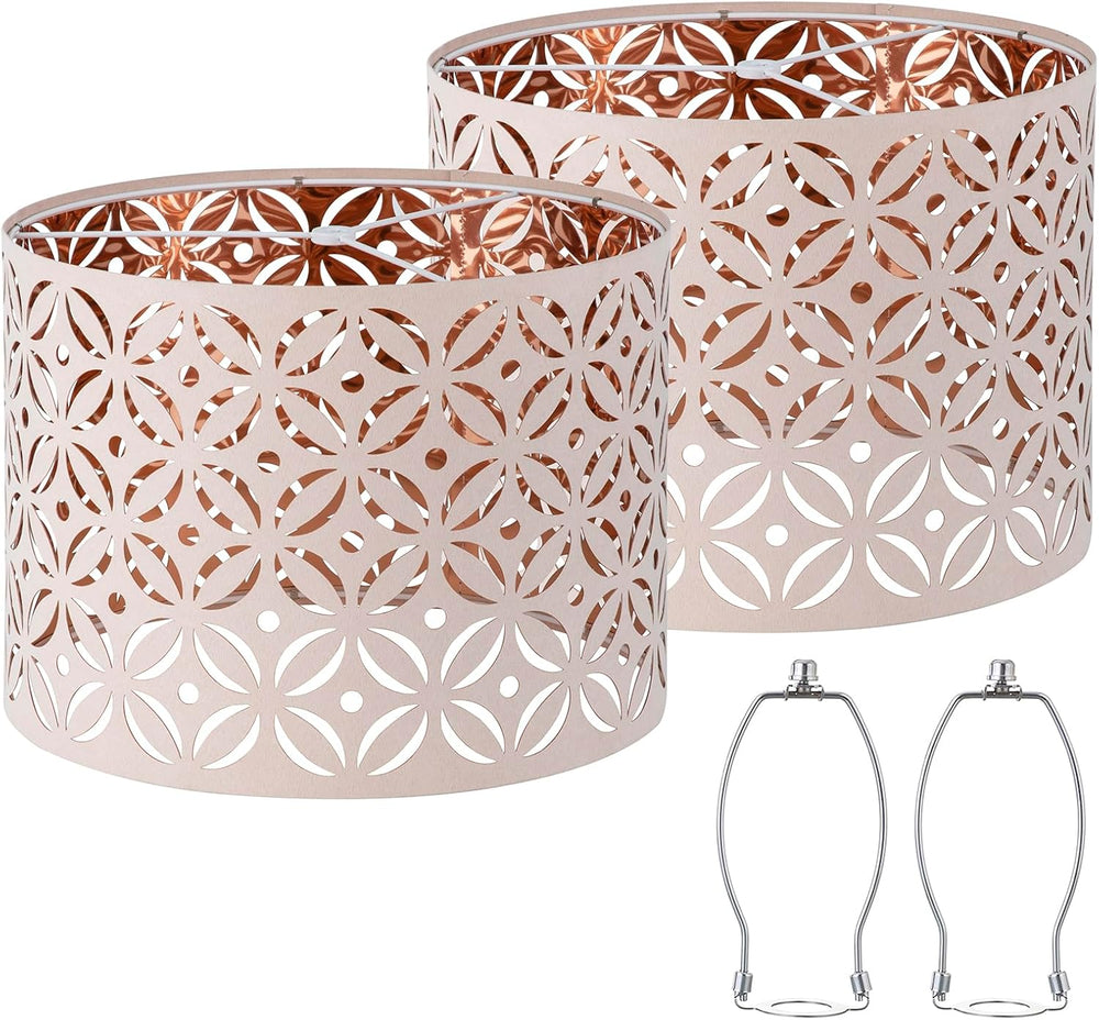 Pink Lamp Shades Set of 2, Drum Lampshades, Lampshade 10 Inches Height