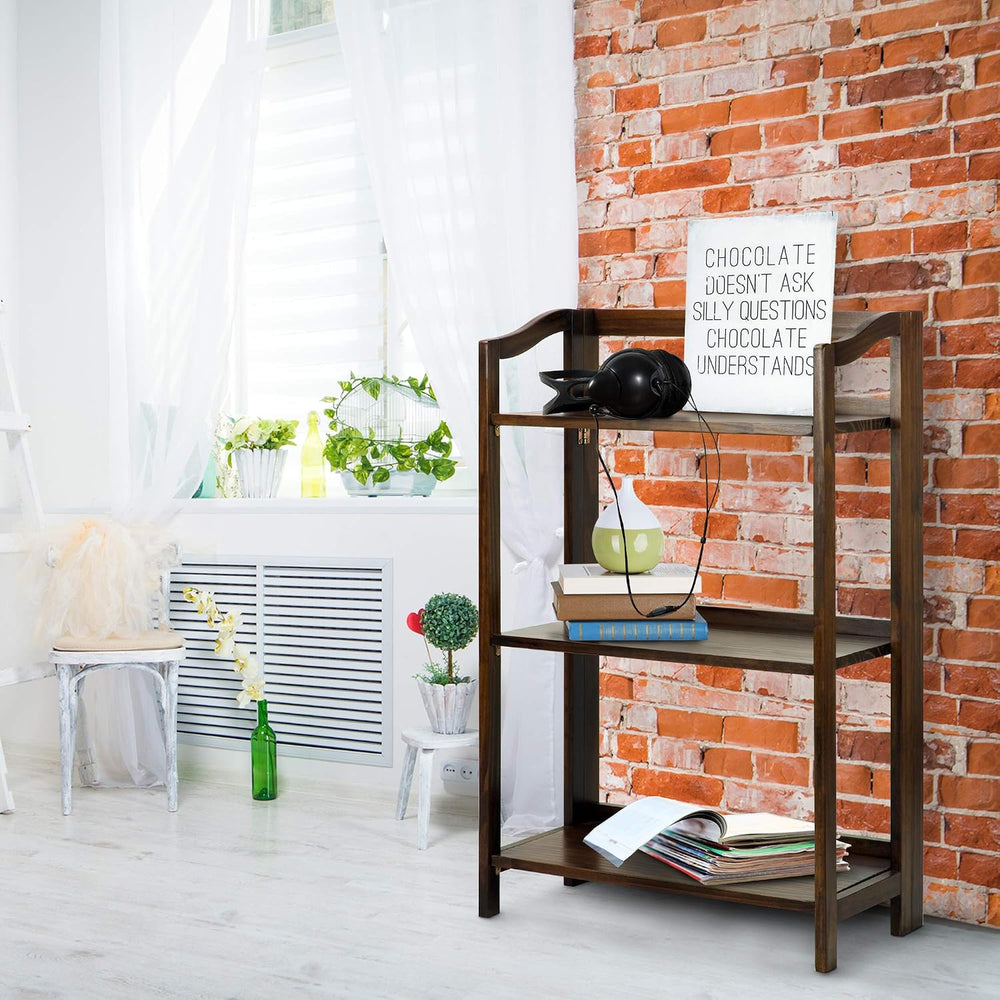 Casual Home Stratford 3-Shelf Folding Bookcase-Warm Brown
