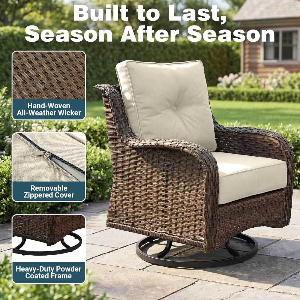 Patio Furniture Set, 5PCS Outdoor Wicker Conversation Set with 6" Thick ...