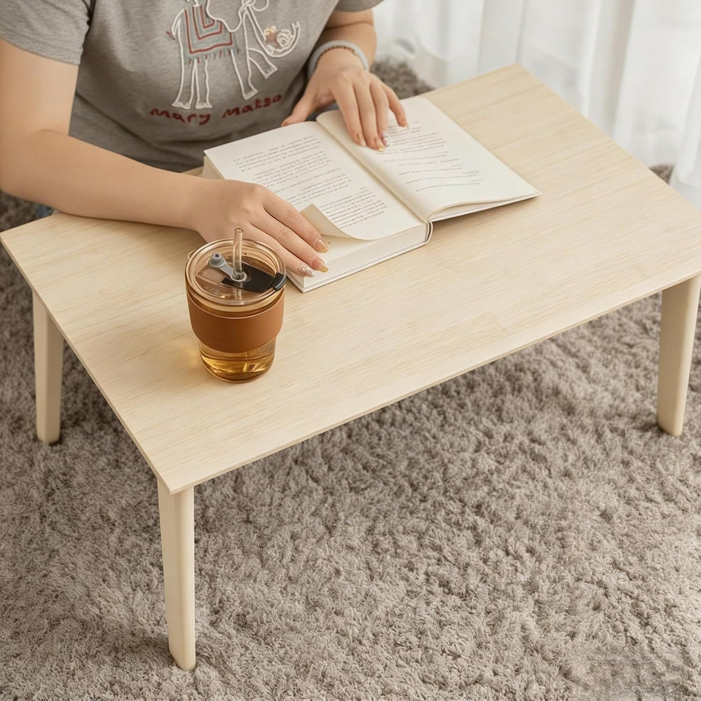 Bamboo Coffee Table Foldable Japanese Floor Desk Folding Low Tea Table No Ass...