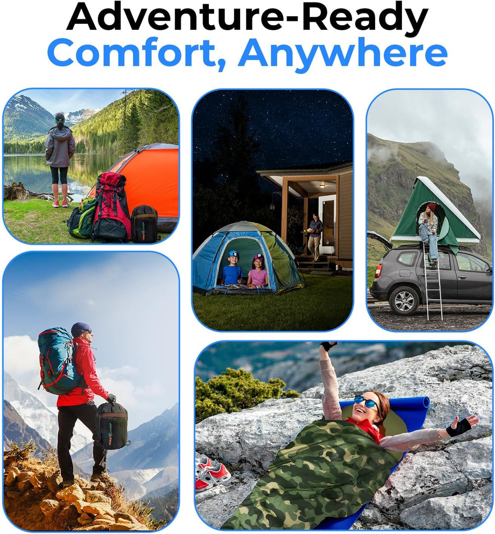SereneLife Double Sleeping Bag with Pillows, Waterproof & Detachable for ...