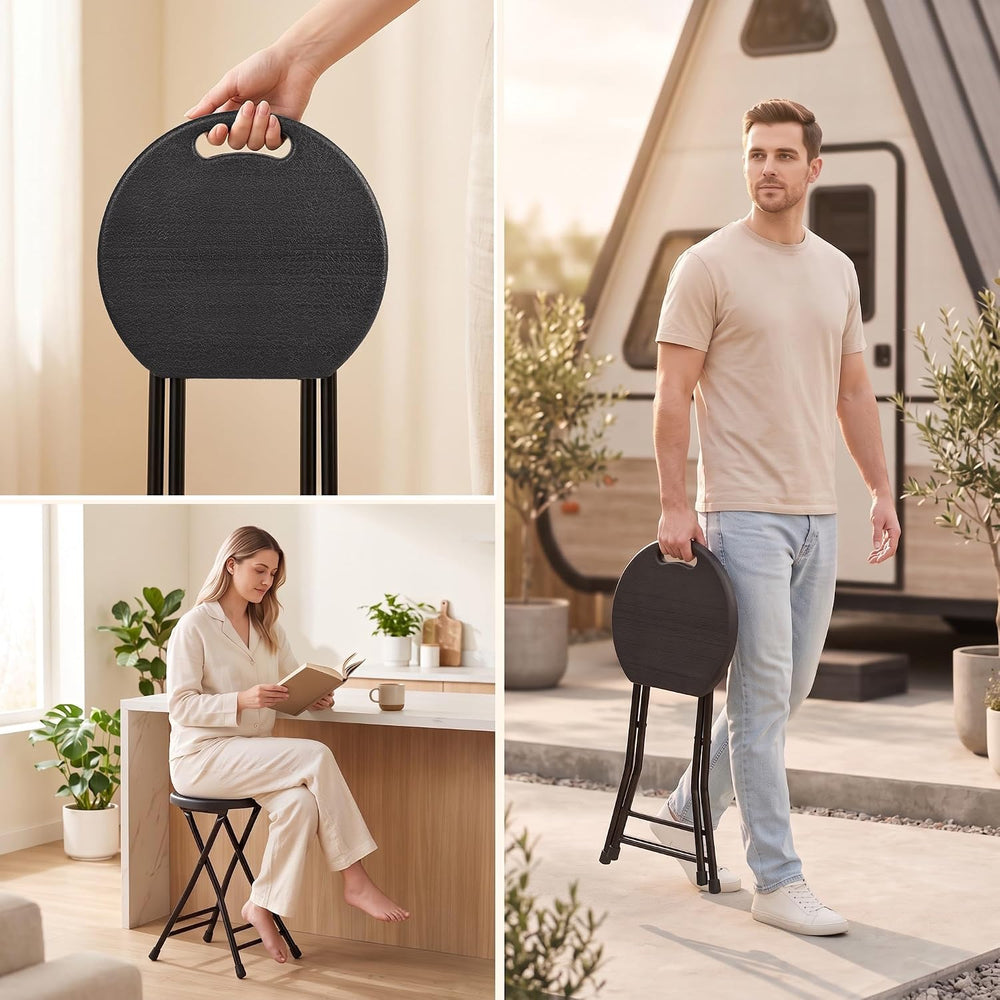 COOZMENT Folding Stool with Handle, Folding Chair,Folding Bar Stool with Non-...