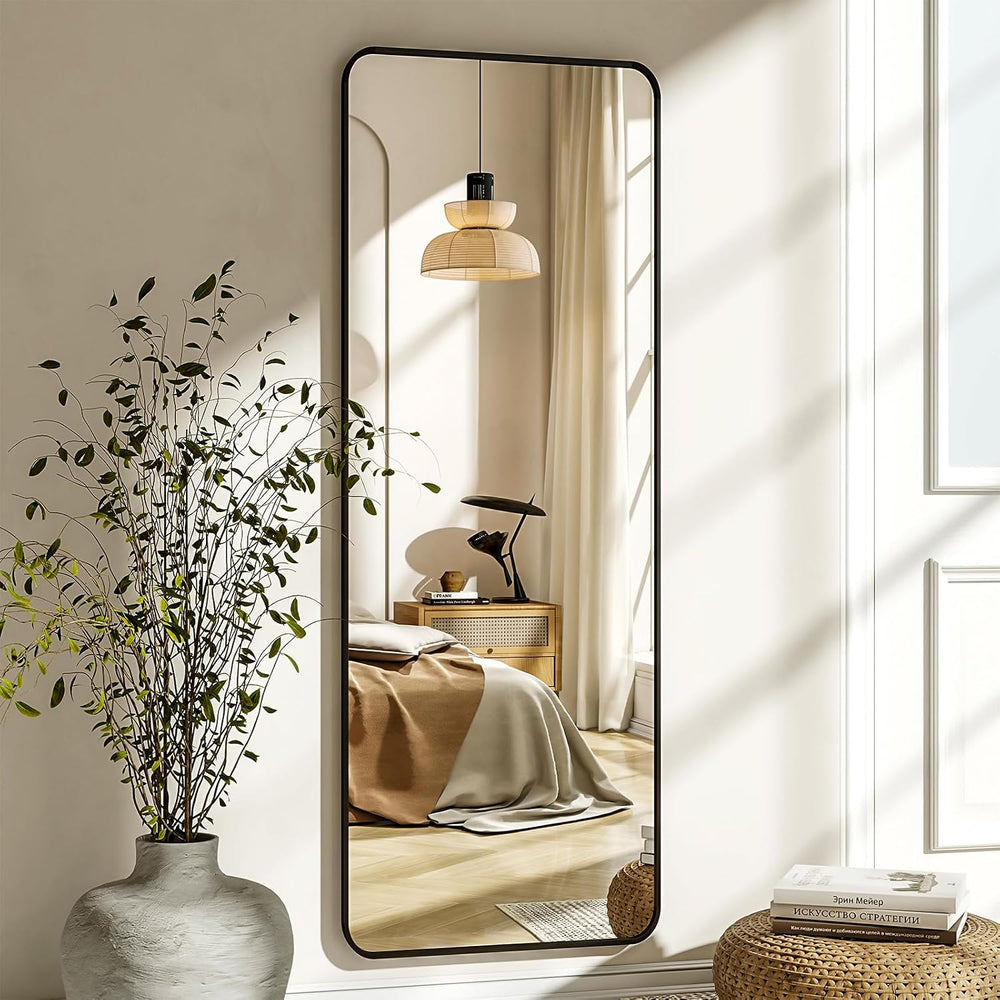 XRAMFY 56"x21" Floor Full Length Mirror Standing Full Body Rounded ...