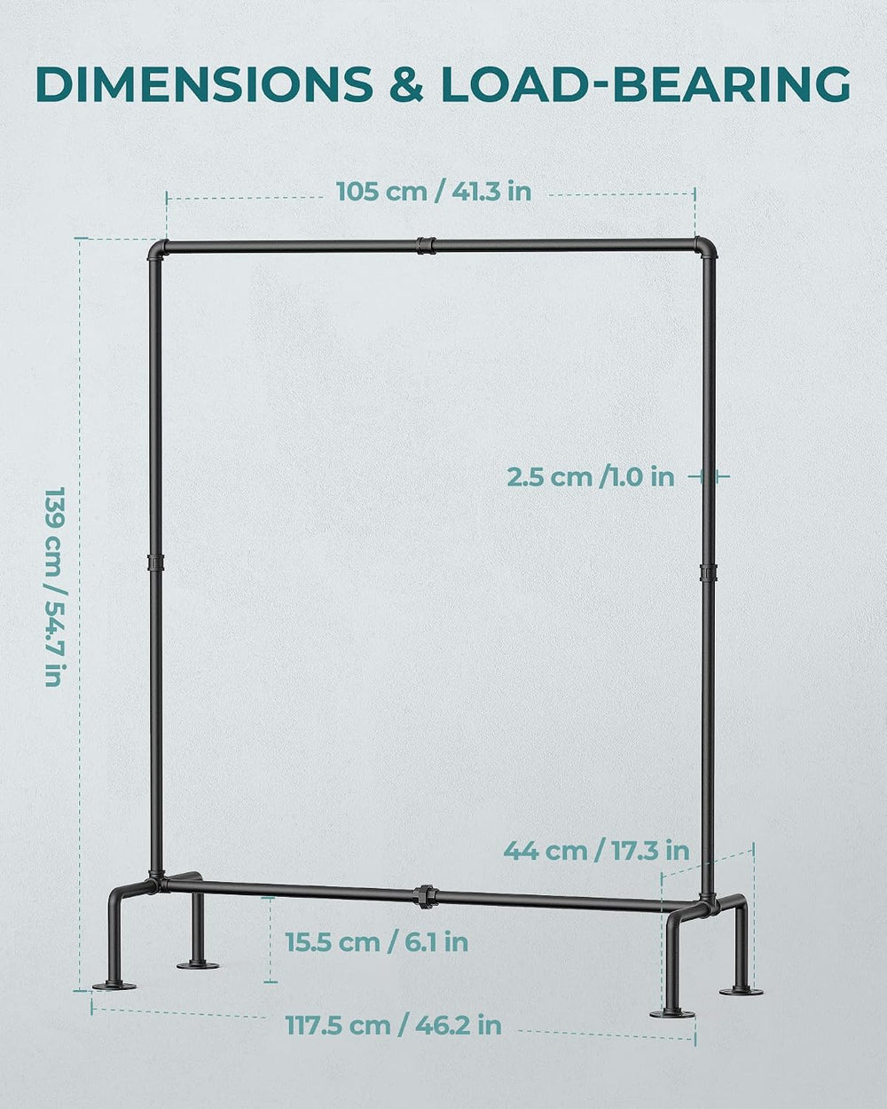 OROPY Heavy Duty Clothes Rack, Industrial Pipe Clothing Rack Freestanding