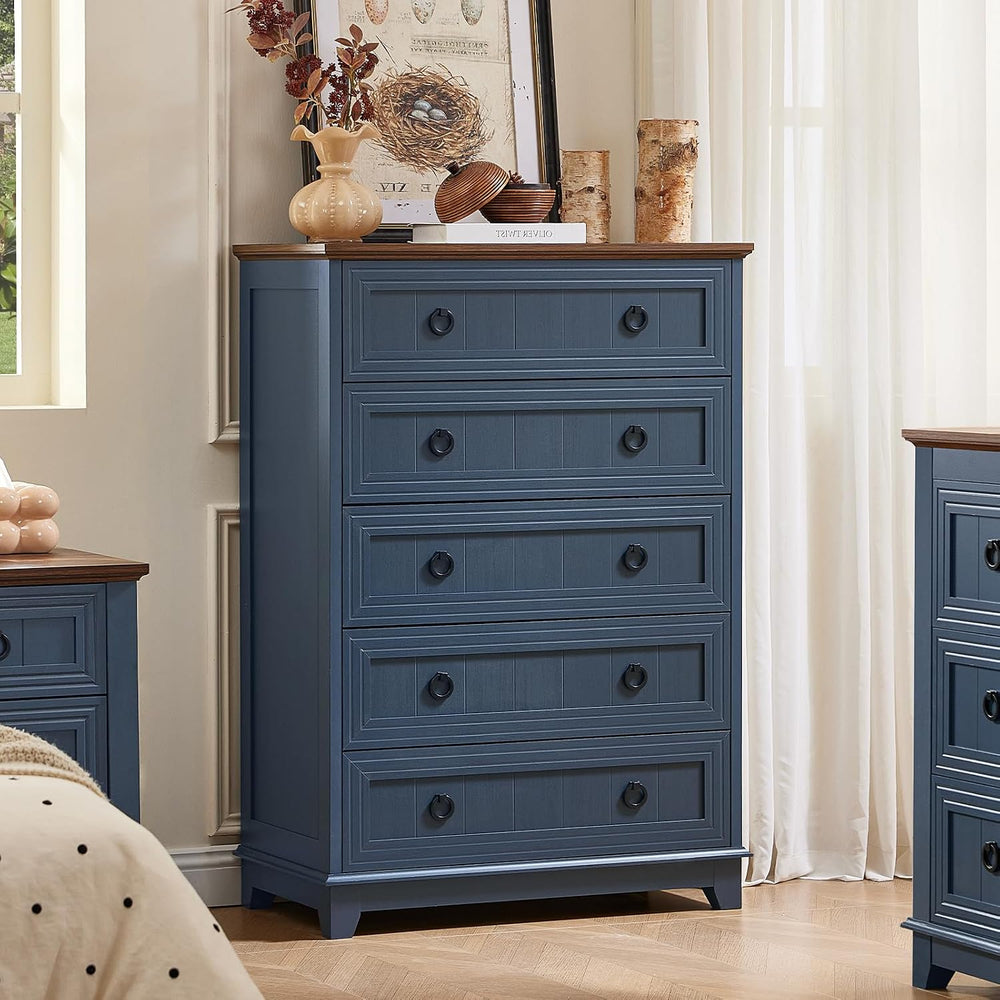 Joaxswe Farmhouse 5 Drawer Dresser for Bedroom, 42" Tall Small Dressers ...