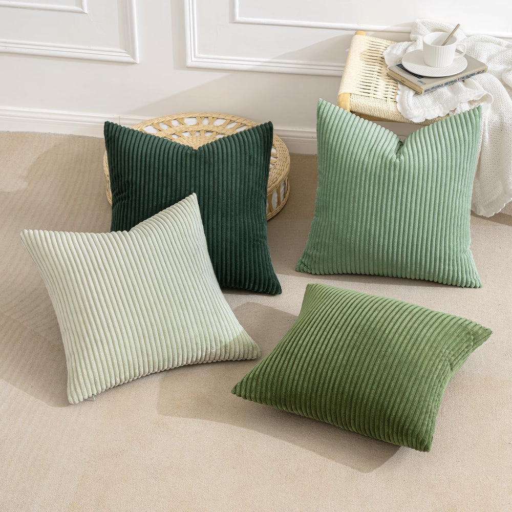 MIULEE Soft Corduroy Decorative Throw Pillow Covers Forest Green 22x22