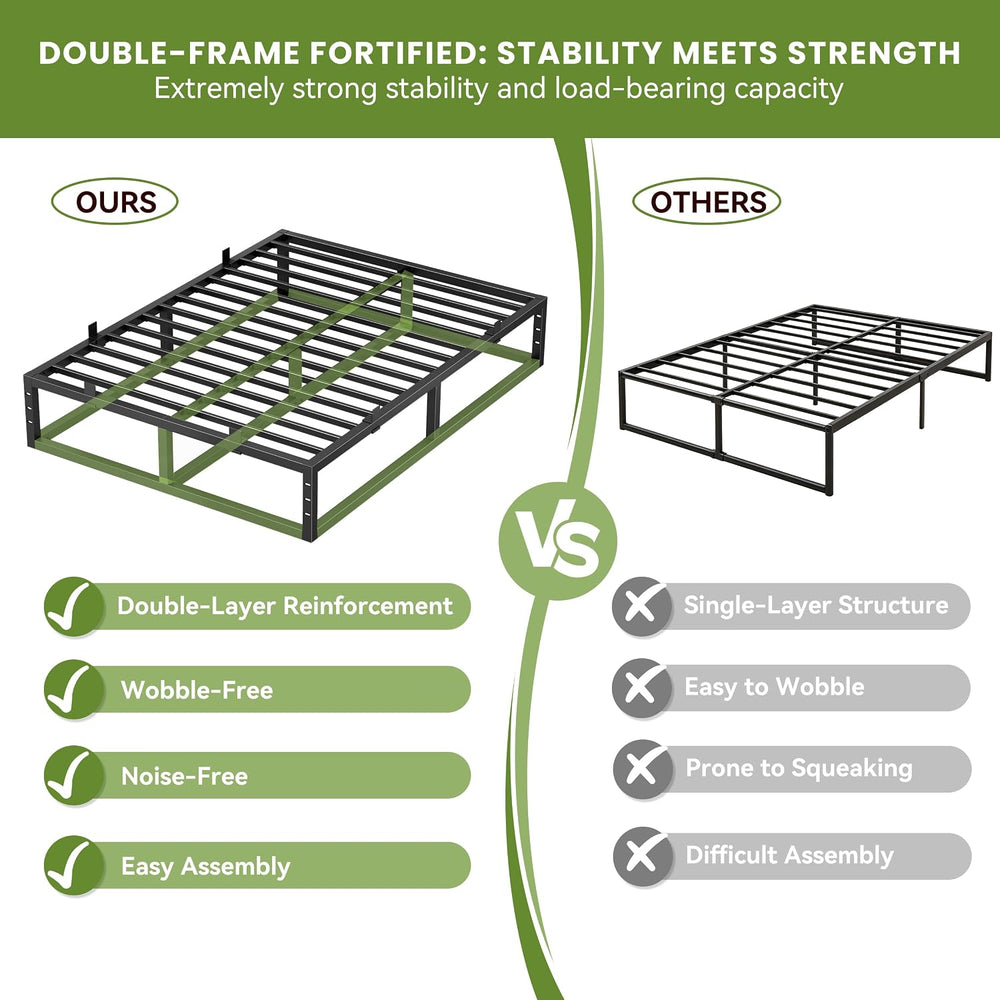 Cal King Bed Frame Metal 10 Inch,Platform Upgrade Heavy Duty Base Black