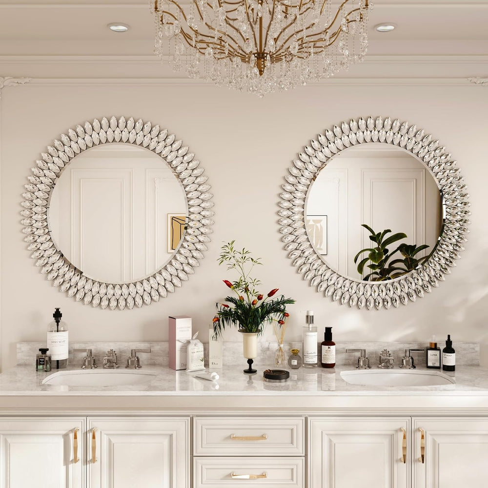 Kelly Miller 32" Jeweled Luxury Round Decorative Wall Mirror