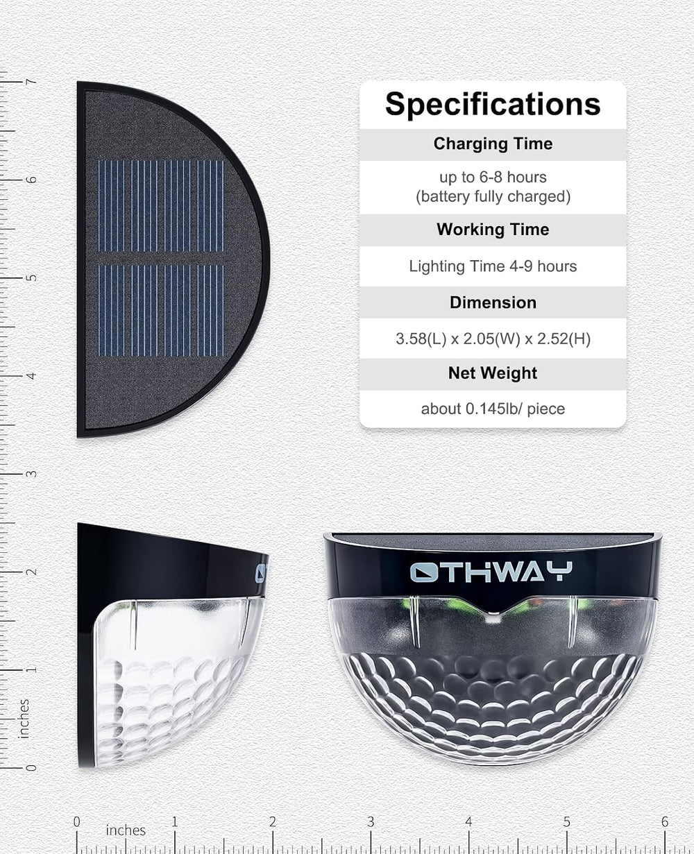 OTHWAY Solar Fence Post Lights Wall Mount Decorative Deck Lighting (Black, 6 ...