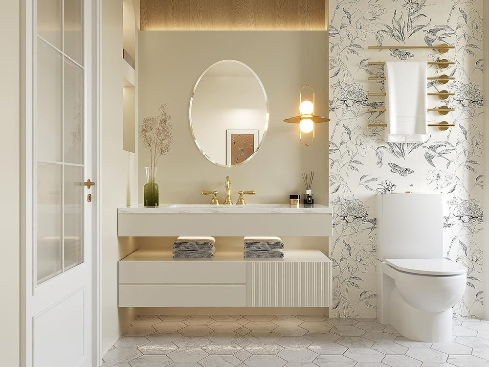 Oval Bathroom Mirror, 24"x32" Frameless Wall Mirror