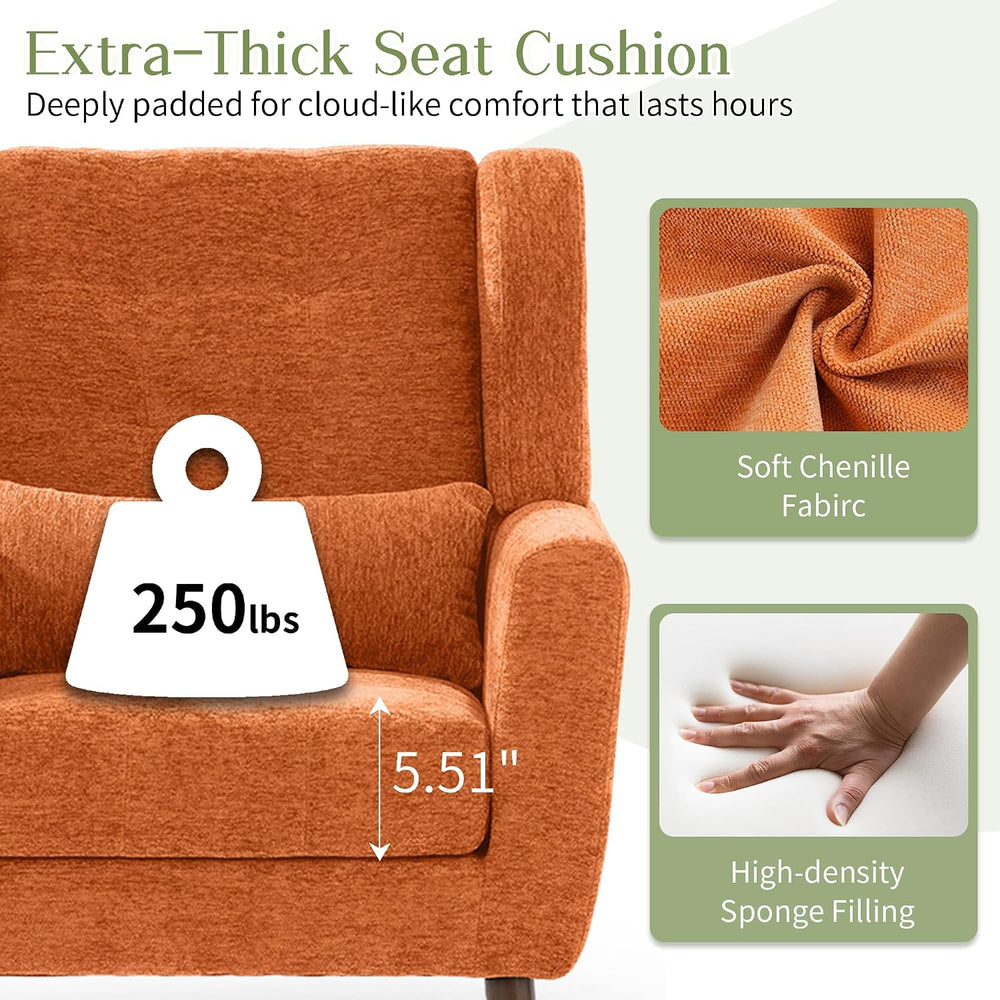 cinkehome Accent Arm Chairs for Living Room, Chenille Upholstered Mordern Arm...