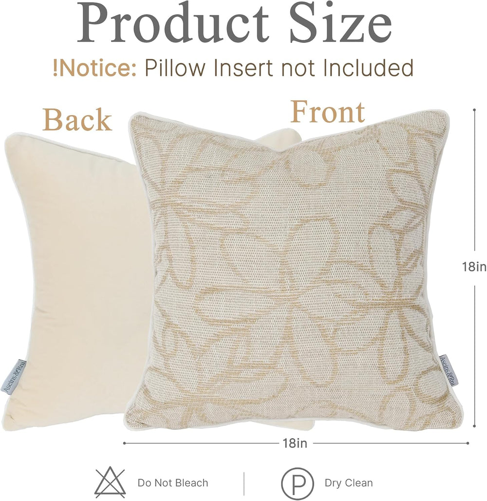 Beige Decorative Throw Pillow Covers 18"x18"