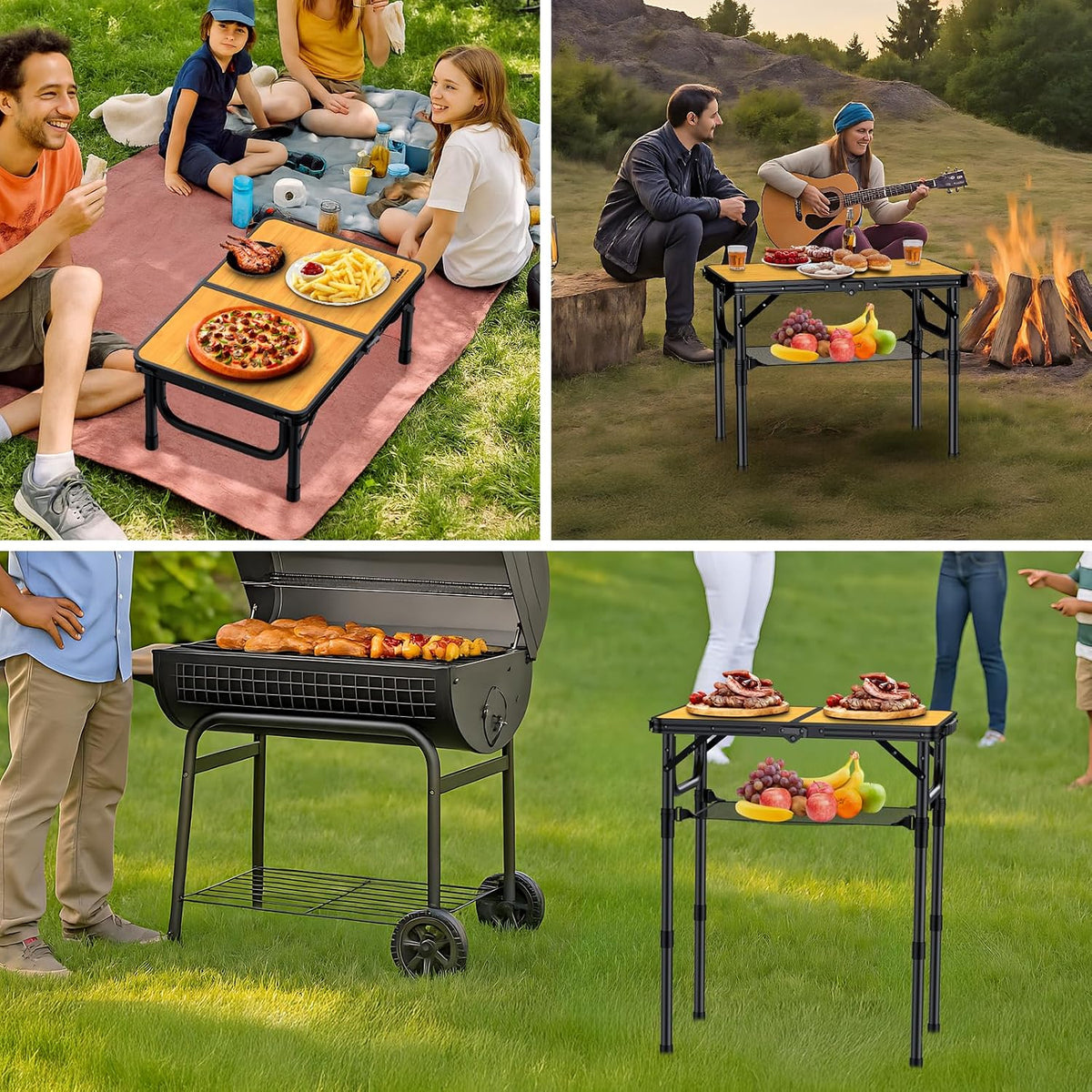 Anbte 2ft Camping Table Foldable, 24" x 16" Small Folding Table Portable