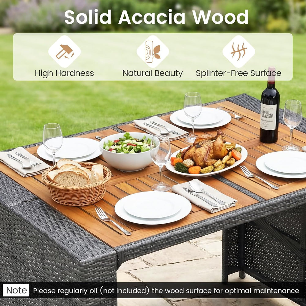 RELAX4LIFE 5-Piece Outdoor Bar Set - Wicker Rattan Bar Height Dining Table