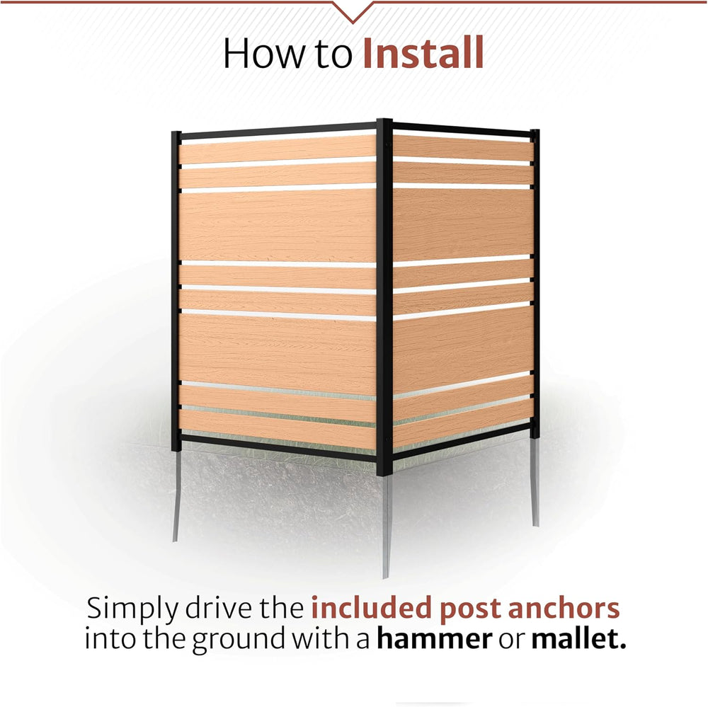 Enclo Vienna Privacy Screen, Cedar Vinyl DIY No Dig Kit