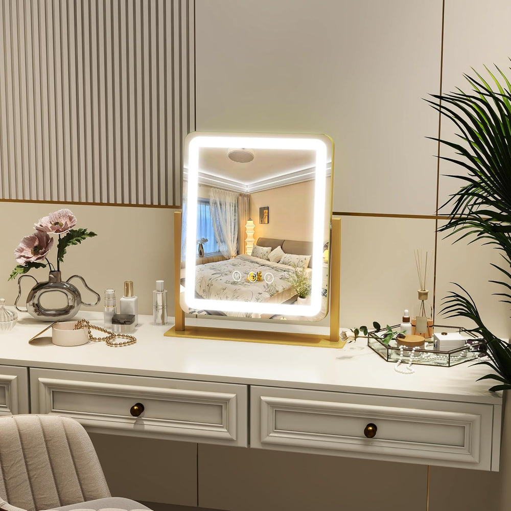 ROLOVE Vanity Mirror with Lights, 12.6"×15" LED Makeup Mirror, Ligh...