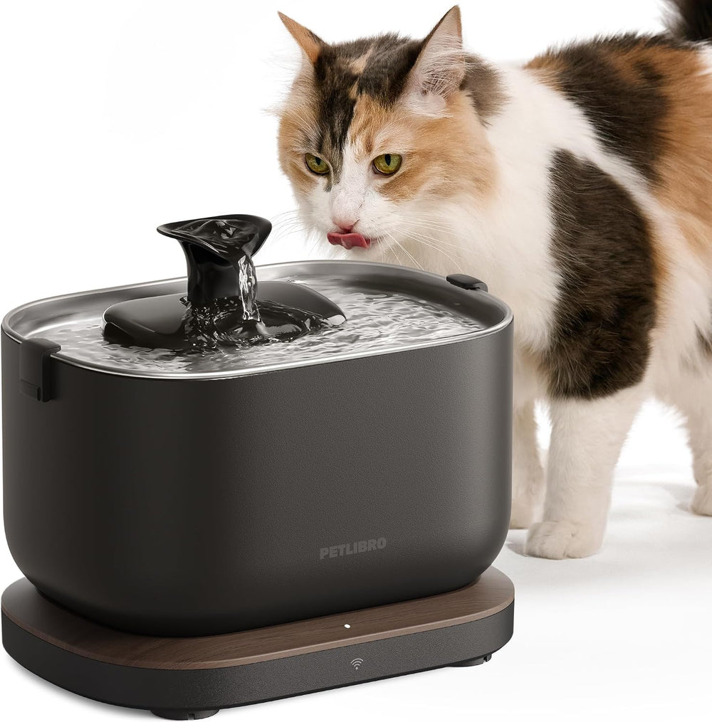 PETLIBRO Cat Water Fountain Stainless Steel Tray, App Monitoring Cat Fountain...