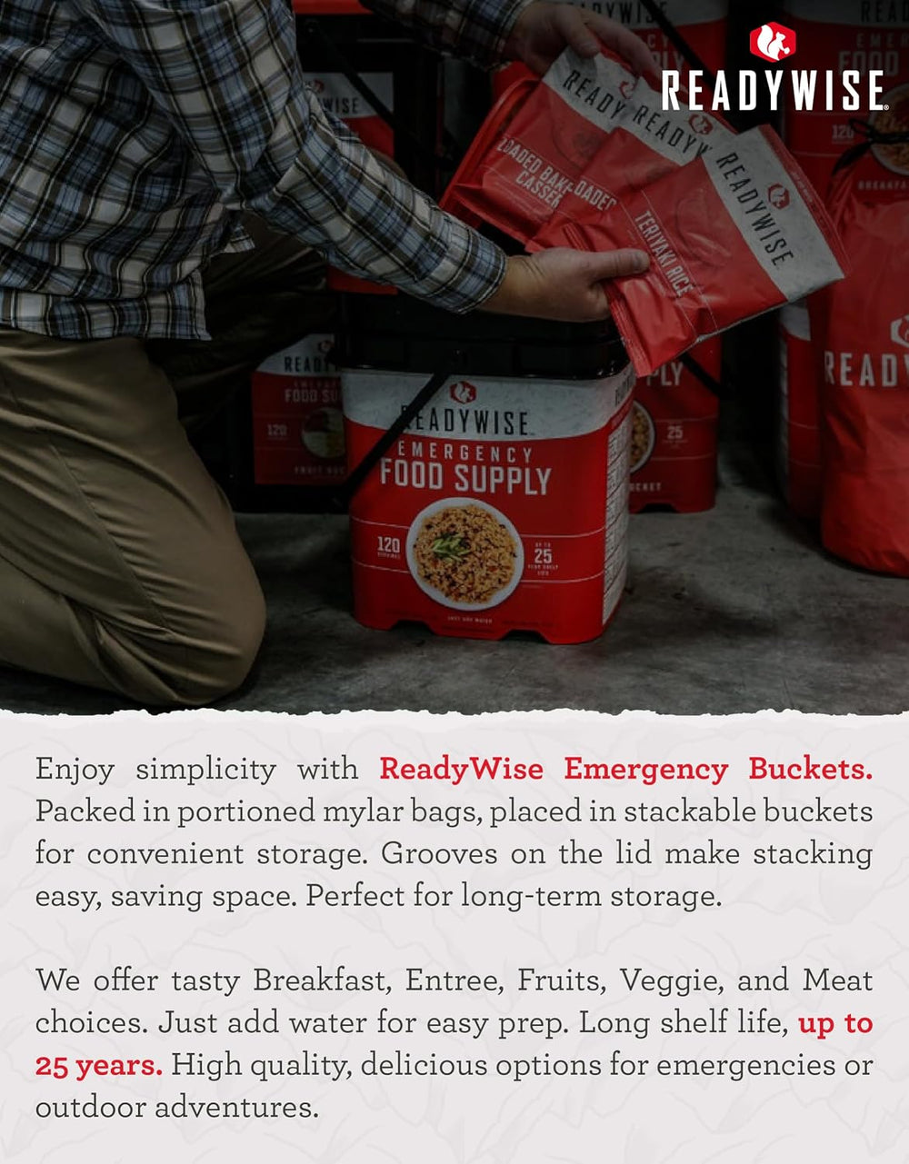 READYWISE Emergency Food Survival Supply 240 Servings, 2 Buckets