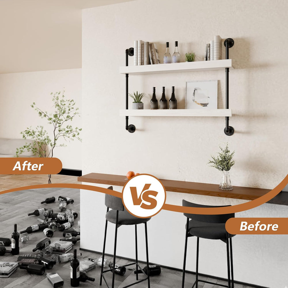 Bar Shelves, Wall Mounted Wine Rack, White, 48 Inch