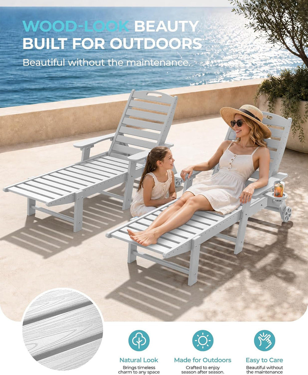 Ciokea Outdoor Chaise Lounge Chair Set of 2, Patio Lounge Chairs for Outside,...