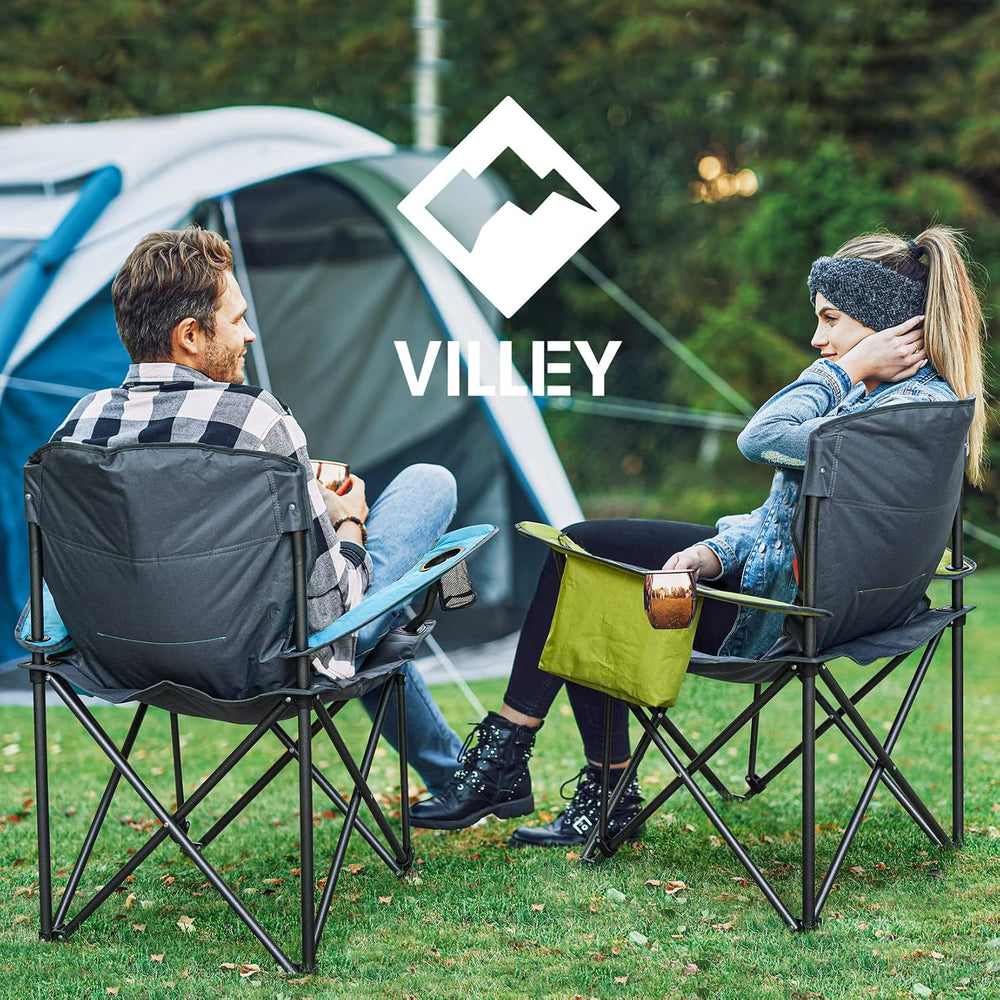 VILLEY Oversized Folding Camping Chair, Portable Outdoor Chair