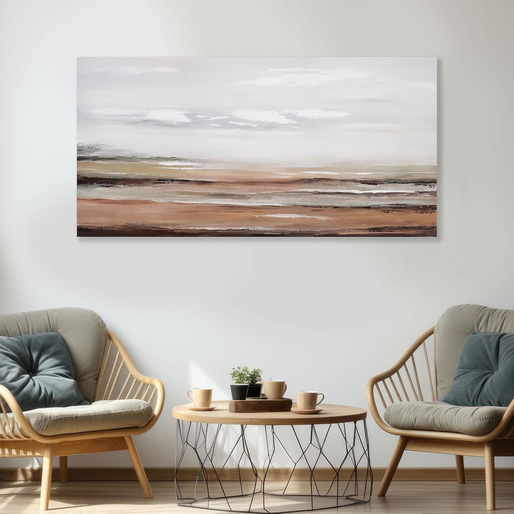 Framed Abstract Wall Art Wall Decor Modern Canvas Abstract Wall Art Brick-Red and Greyish White for Living Room Bedroom Dining Room Home Office Decor 24"x48"