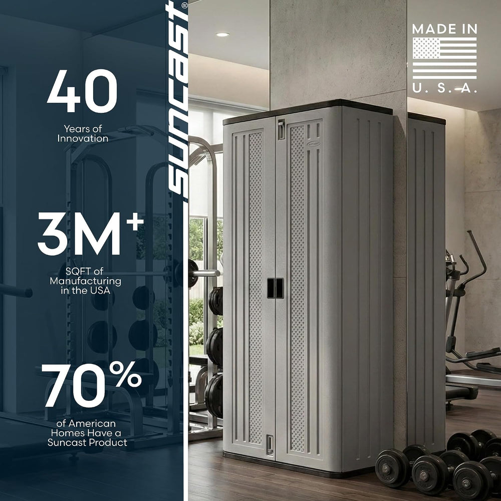 Suncast Tall Storage Cabinet for Garage Organization - 72" Freestanding ...