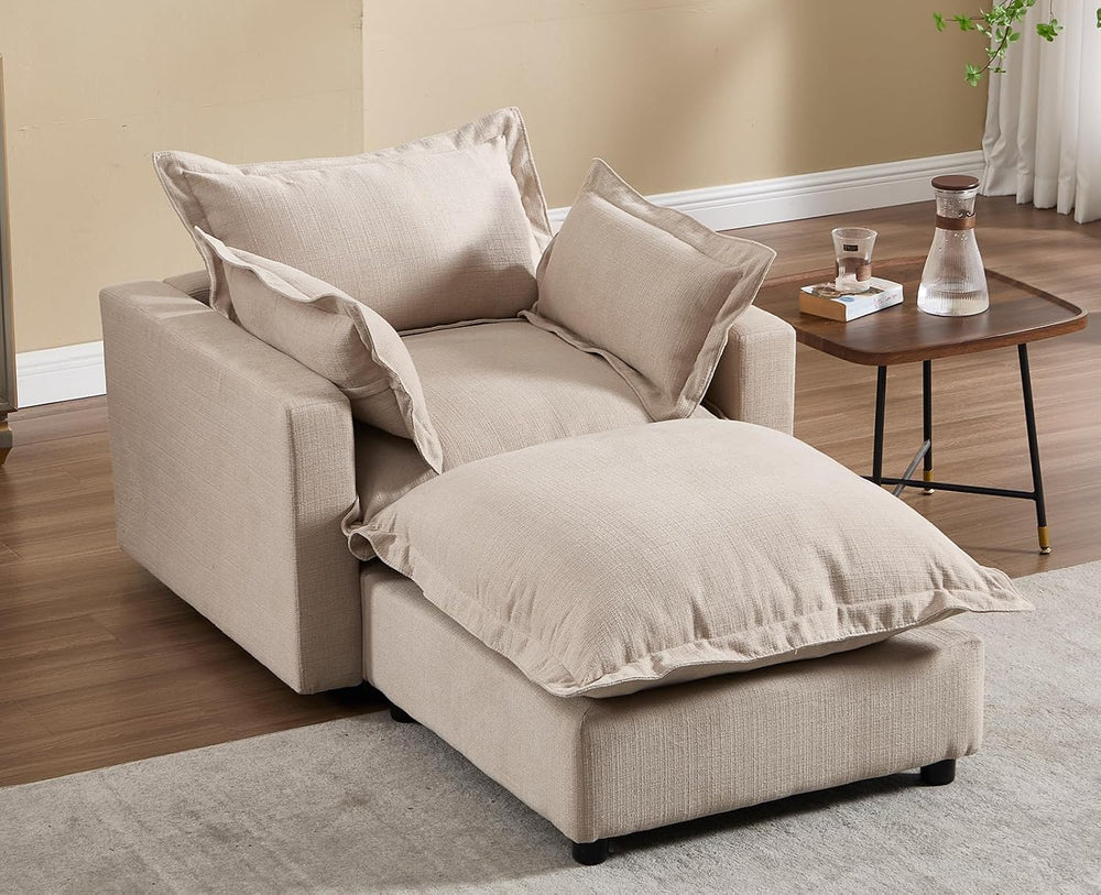 chairus 39.5" Chaise Lounge Chair Indoor with Ottoman, Upholstered Singl...