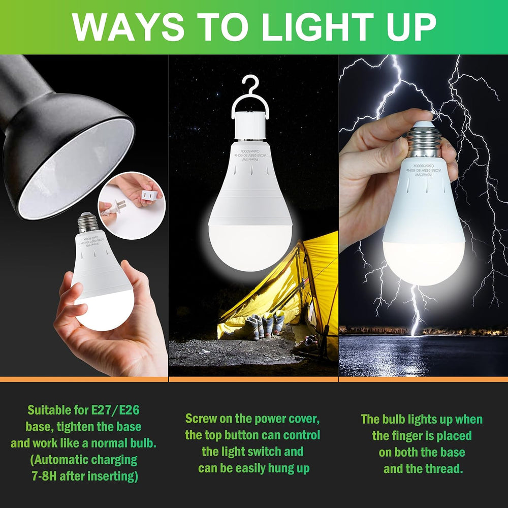 DEBAOBULB 6 Pack Rechargeable Emergency Light Bulbs, Battery Powered LED Ligh...