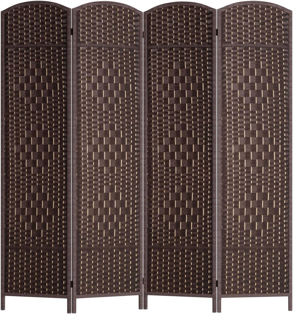 FDW | 4-Panel Folding Room Divider | 6ft, Brown | Hand Woven Mesh