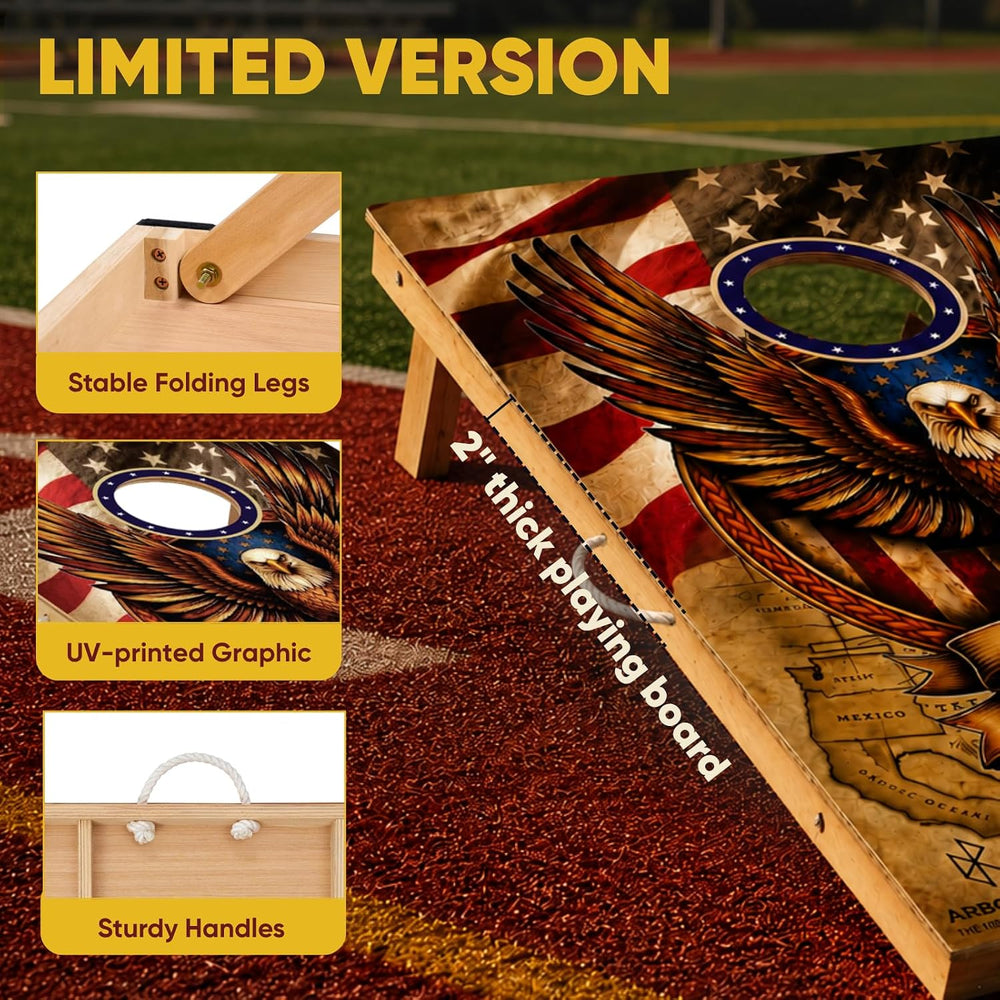 Regulation Cornhole Board Set - Dare to Play at 4x2 ft or 3x2 ft
