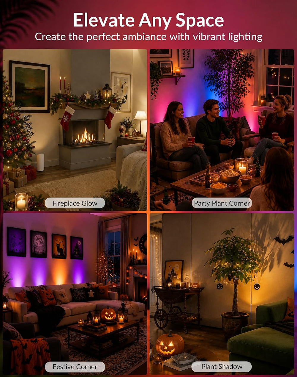 2 Pack Uplights Indoor Floor Can Lights, Remote and Timer, White