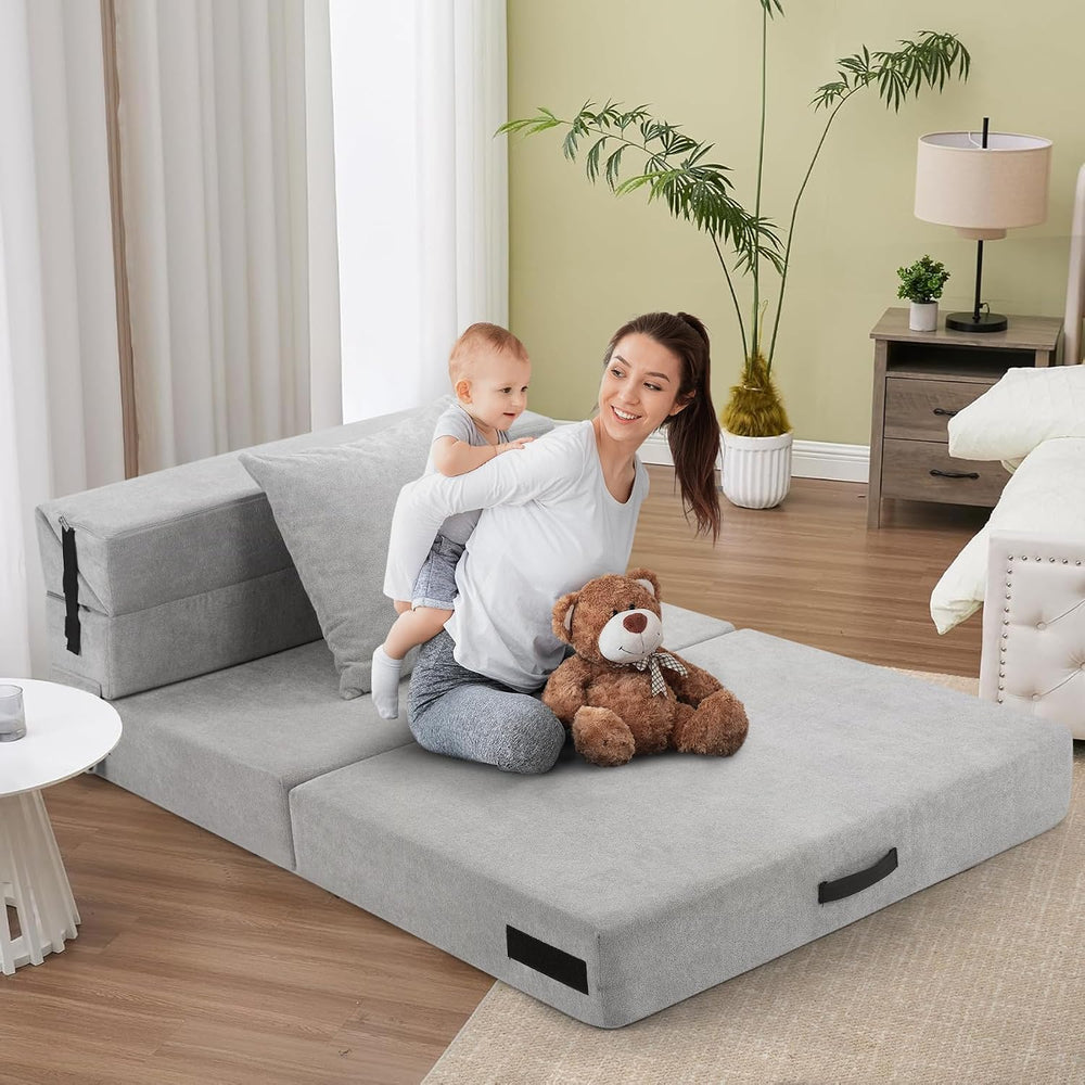 Convertible Sofa Bed 4 in 1 Folding Sleeper Chair, High Density Sponge Floor ...