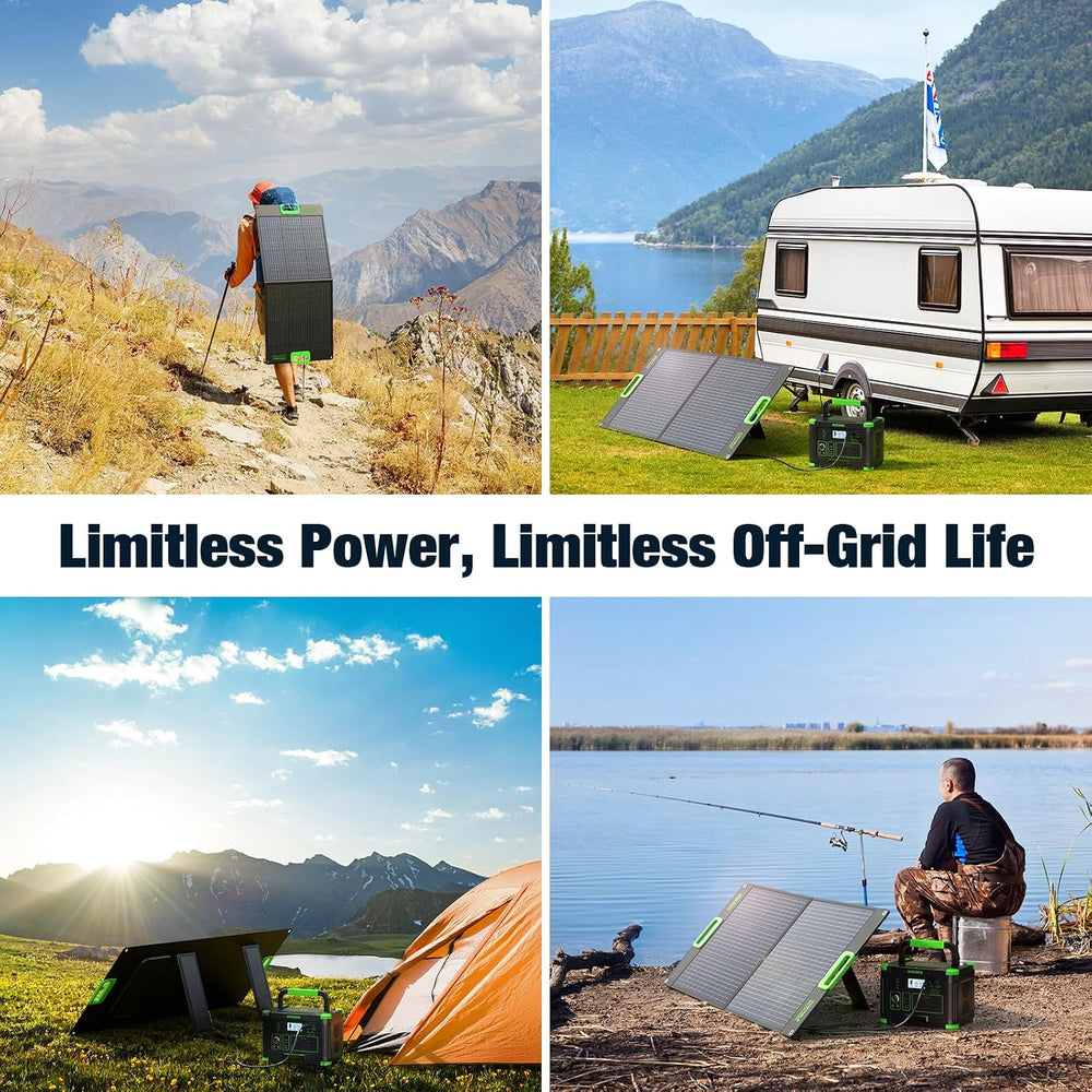 100W Portable Solar Panel for Power Station Generator, Waterproof Foldable