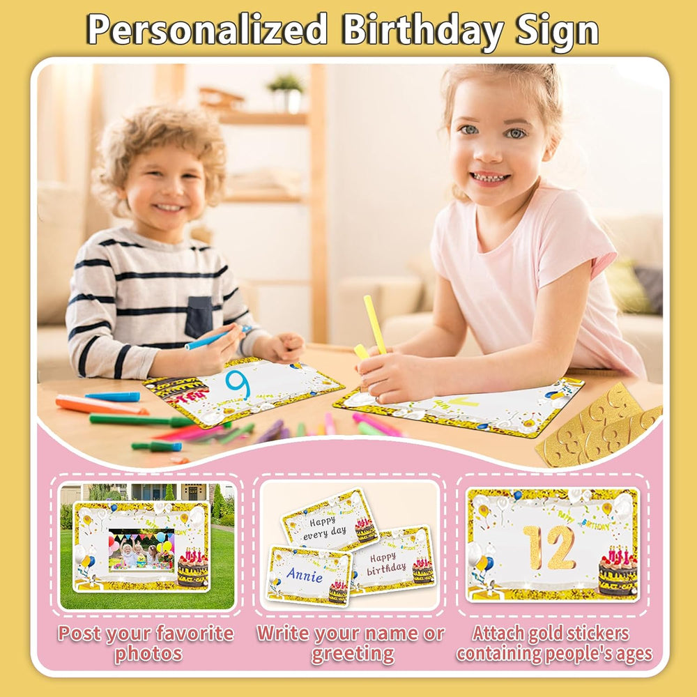 18Pcs Happy Birthday Yard Sign with Stakes,Led Light,16" Lawn Decor