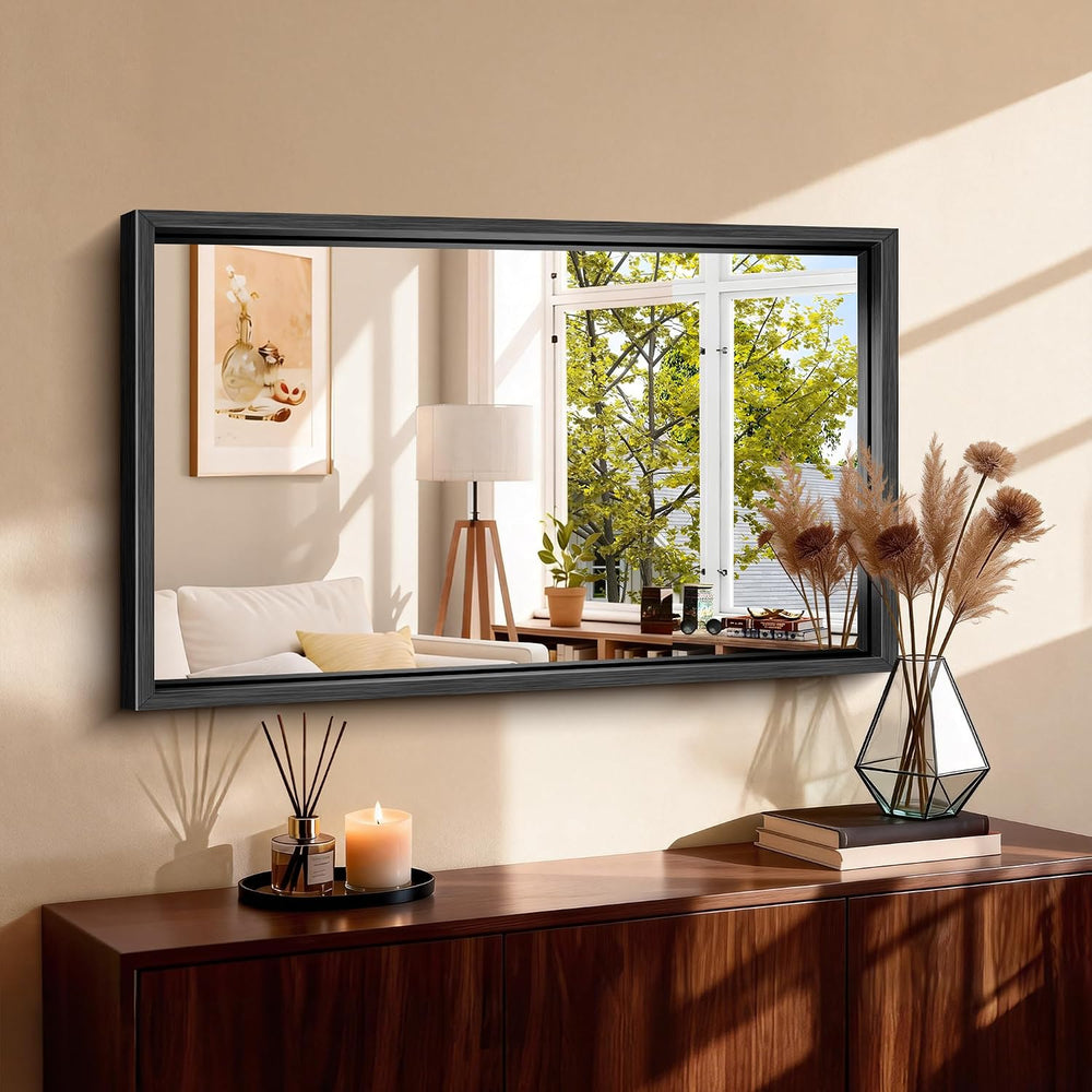 CIRCUMI 24"x40" Brushed Black Bathroom Mirror, Rectangular Vanity M...