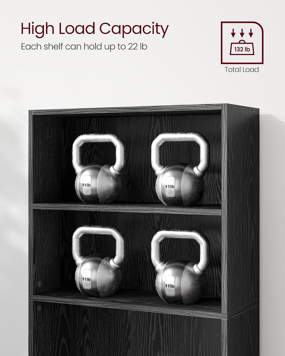 VASAGLE Set of 2 Bookshelves, 5-Tier Open Adjustable Storage Shelves