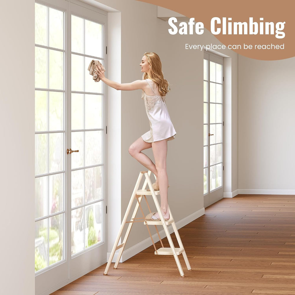 3 Step Ladder, Folding Step Stool with Anti Slip Widened Pedal