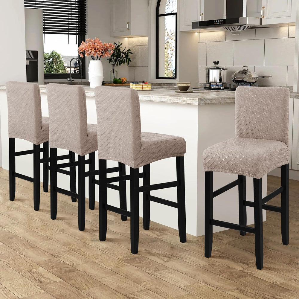Fuloon Waterproof Barstool Covers Chair Slipcovers, Khaki, 4 Pack