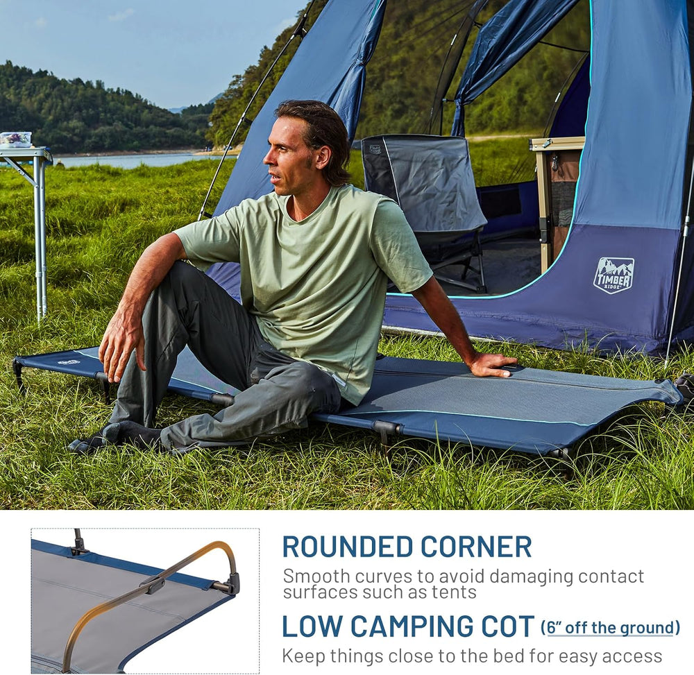 TIMBER RIDGE 20-Second Quick Set-Up Camping Cot, Lightweight Aluminum Folding...