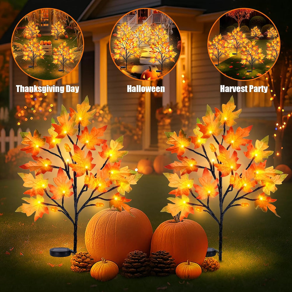 Uieke 4PCS Solar Fall Lights Outdoor Decorative, 34" Fall Decor with Aco...
