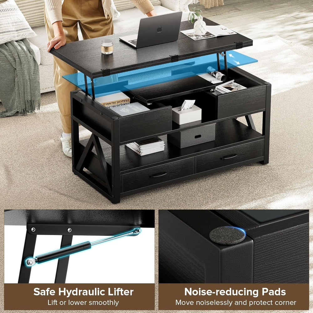 Memobarco 40" Lift Top Coffee Table with Storage,Black