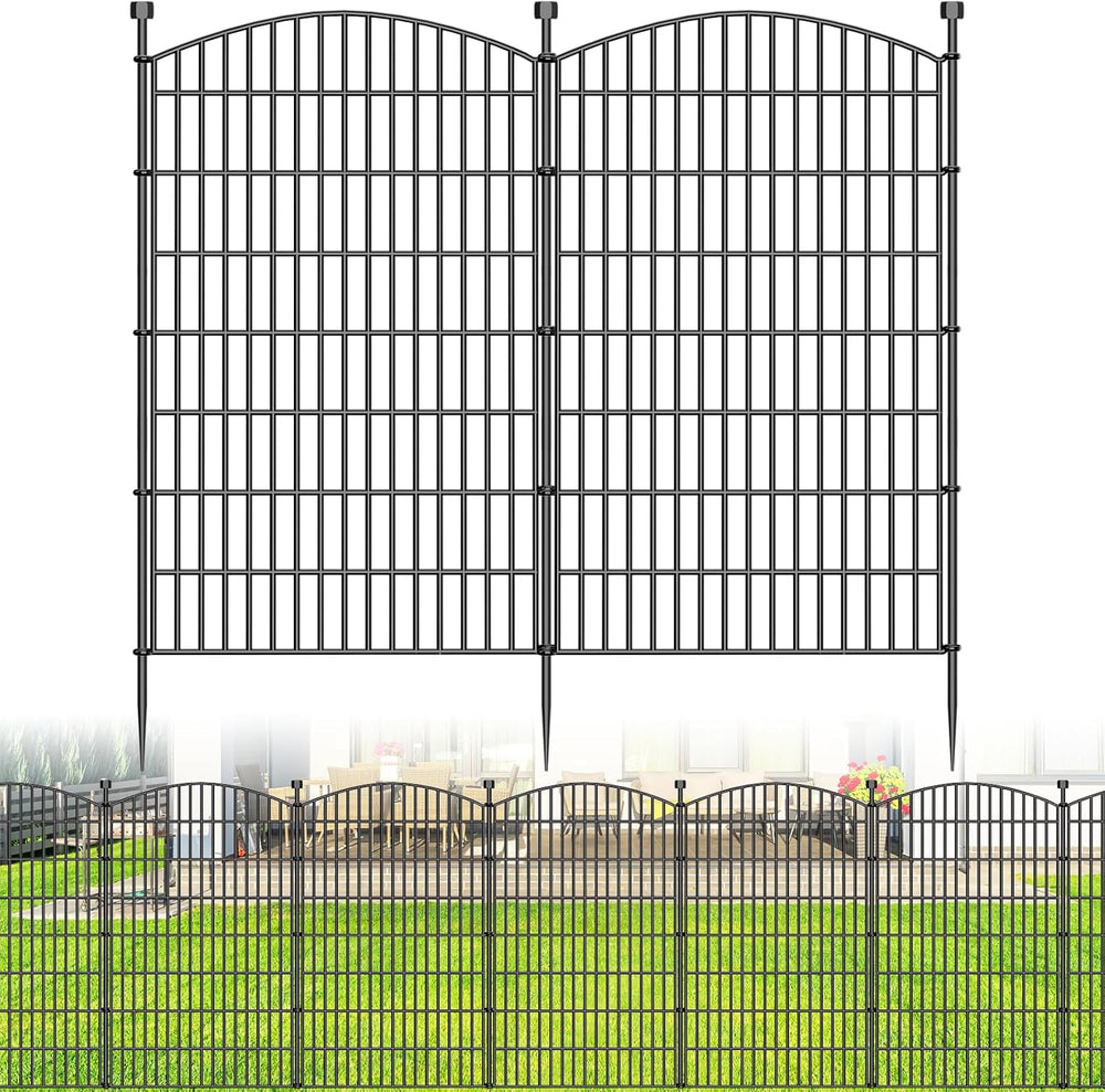 10 Panel No Dig Decorative Garden Fence 48" H x 22.6'L Outdoor Dog B...