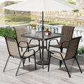 TLSUNNY 5 Pieces Patio Dining Set for 4, Glass Table and Textilene Chair