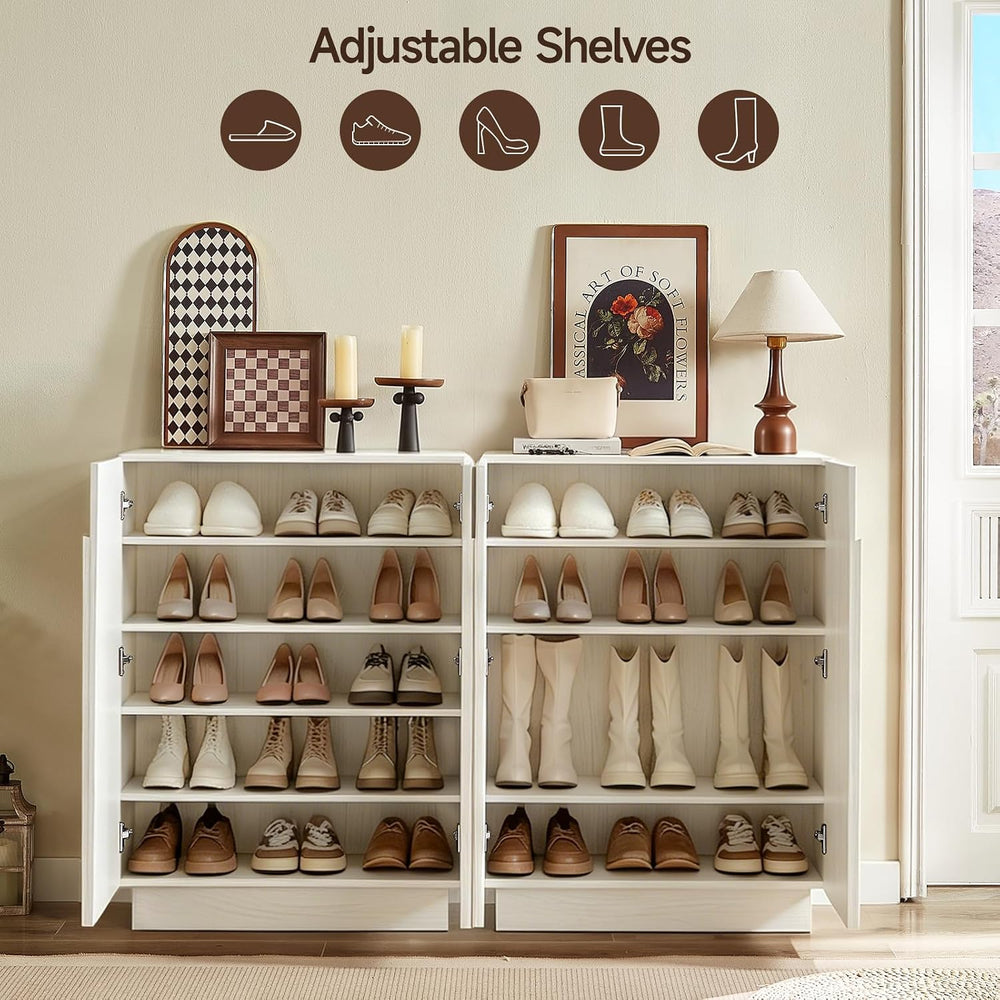 ONBRILL Shoe Storage Cabinet,13.8" D x 31.6" W x 43.3" H, White